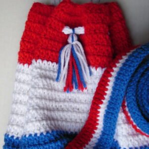 Crochet Bag and Belt Set in red, white, blue