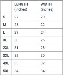 Shields Era Unisex Hoodies Size Chart