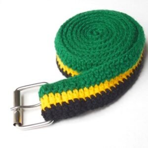 Shields Era Jamaican Crotchet belt with buckle -green-yellow-black
